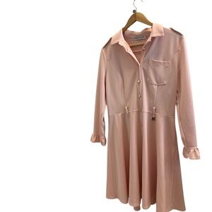 Rinascimento L EUC pink preppy tennis dress with gold buttons